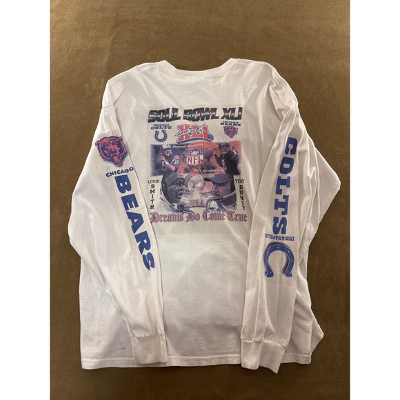 Vintage Super Bowl XLI Colts vs Bears Long Sleeve T Shirt 2XL White NFL No.600 - Picture 6 of 6